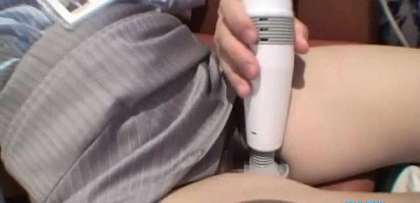 Office Lady Getting Her Pussy Stimulated With Vibrator Sucking Guy Cock On The A